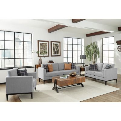 Apperson 3-piece Upholstered Track Arm Sofa Set Light Grey