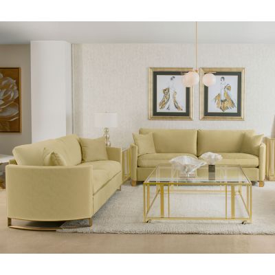 Corliss 2-piece Velvet Upholstered Sofa Set Camel