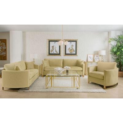 Corliss 3-piece Velvet Upholstered Sofa Set Camel