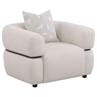 Jeanette Fabric Upholstered Round Arm Accent Chair Beige