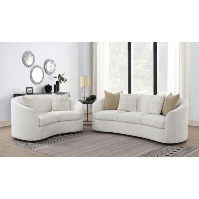 Rainn 2-piece Boucle Upholstered Sloped Arm Sofa Set Latte