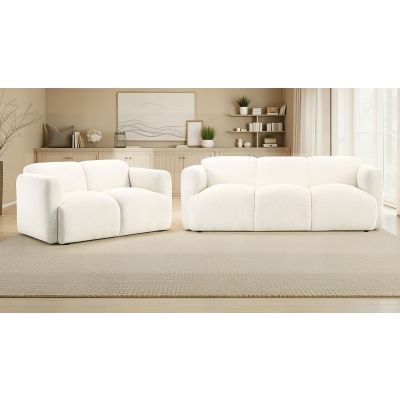 Dorset 2-piece Upholstered Round Track Arm Sofa Set White
