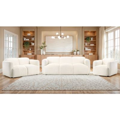 Dorset 3-piece Upholstered Round Track Arm Sofa Set White