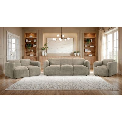 Dorset 3-piece Upholstered Round Track Arm Sofa Set Brown