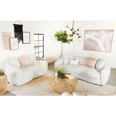 Isabella 2-piece Faux Sheepskin Upholstered Sofa Set Natural
