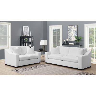 Ashlyn 2-piece Upholstered Sloped Arm Sofa Set White