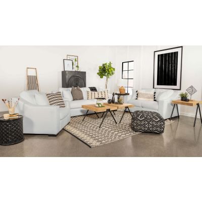 Ashlyn 3-piece Upholstered Sloped Arm Sofa Set White