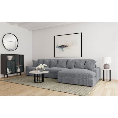 Blaine Upholstered Reversible Chaise Sectional Sofa Fog