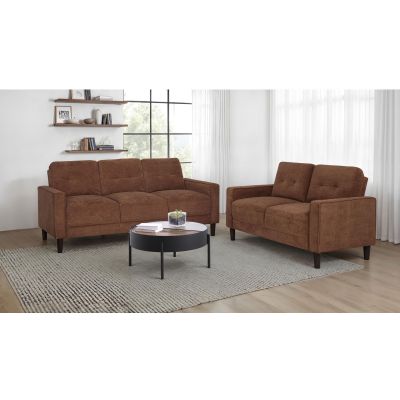 Bowen II 2-piece Fabric Upholstered Track Arm Sofa Set Rust