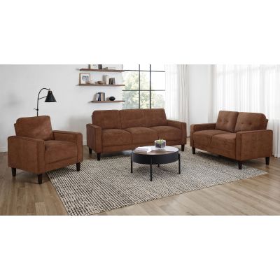 Bowen II 3-piece Fabric Upholstered Track Arm Sofa Set Rust
