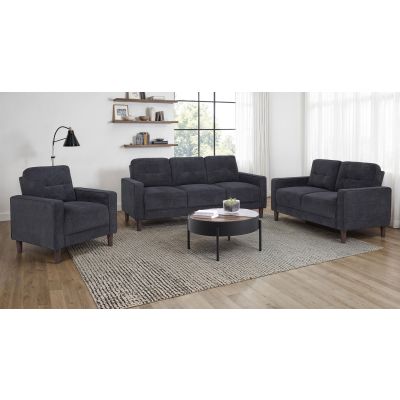 Bowen II 3-piece Upholstered Track Arm Sofa Set Steel Grey