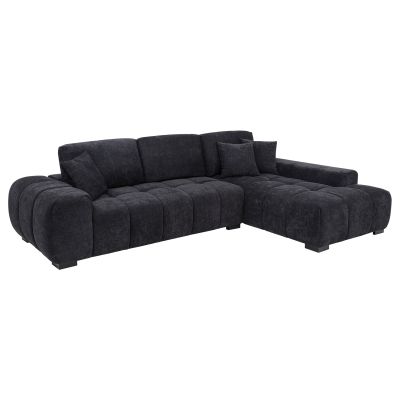 Octavia Upholstered Sectional Chaise Sofa Black
