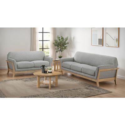 Vaughn 2-piece Fabric Upholstered Flared Arm Sofa Set Grey