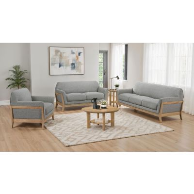 Vaughn 3-piece Fabric Upholstered Flared Arm Sofa Set Grey