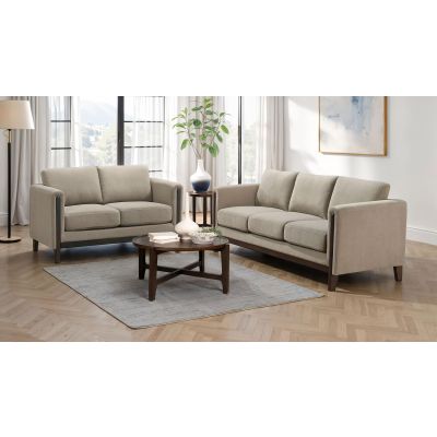 Islington 2-piece Upholstered Panel Arm Sofa Set Taupe
