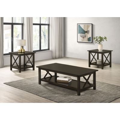 Rachelle 3-piece Rectangular Coffee Table Set Deep Merlot