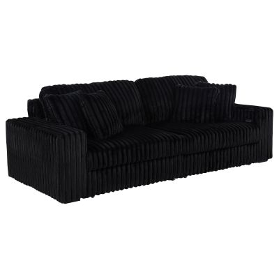 Jacana Corduroy Upholstered Dual Power Chaise Sofa Black