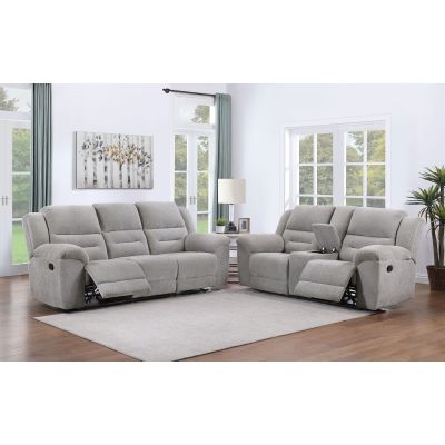 Gilson 2-piece Chenille Upholstered Reclining Sofa Set Grey