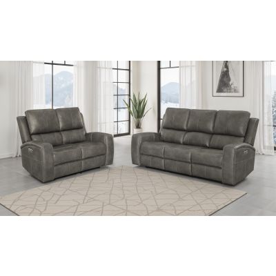 Brickston 2-piece Triple Power Reclining Sofa Set Charcoal