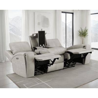 Brickston Triple Power Reclining Sofa Grey