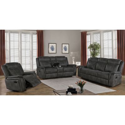 Lawrence 3-piece Upholstered Reclining Sofa Set Charcoal