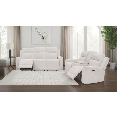Kennett 2-piece Chenille Power Reclining Sofa Set Ivory