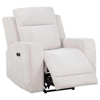 Kennett Chenille Upholstered Power Recliner Chair Ivory