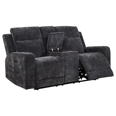 Kennett Chenille Upholstered Power Reclining Loveseat Grey