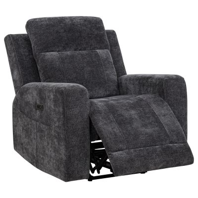 Kennett Chenille Upholstered Power Recliner Chair Dark Grey