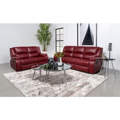 Camila 2-piece Upholstered Reclining Sofa Set Red
