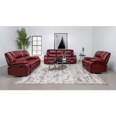 Camila 3-piece Upholstered Reclining Sofa Set Red