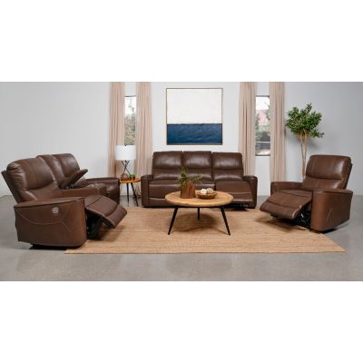 Greenfield 3-piece Power Reclining Sofa Set Saddle Brown