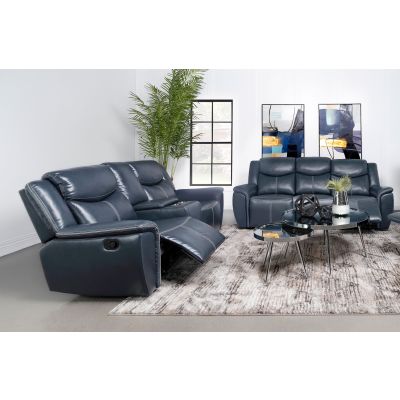 Sloane 2-piece Upholstered Reclining Sofa Set Blue