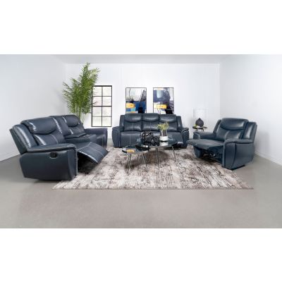 Sloane 3-piece Upholstered Reclining Sofa Set Blue