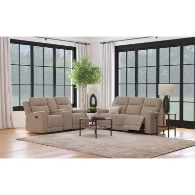 Brentwood 2-piece Upholstered Reclining Sofa Set Taupe
