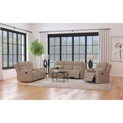 Brentwood 3-piece Upholstered Reclining Sofa Set Taupe