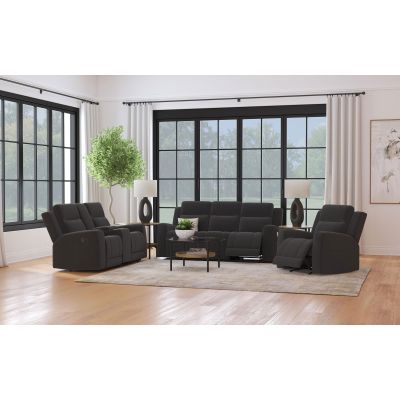 Brentwood 3-piece Upholstered Reclining Sofa Set Charcoal