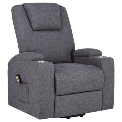 Louie Chenille Upholstered Power Lift Massage Chair Grey