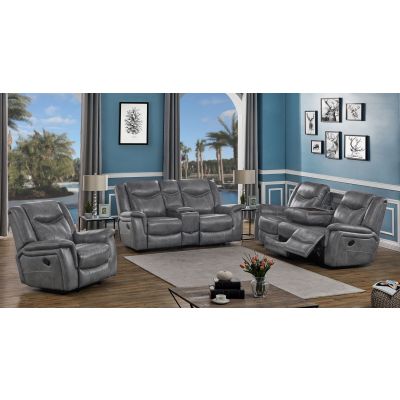Conrad 3-piece Upholstered Padded Arm Motion Sofa Set Grey