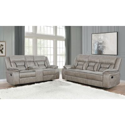 Greer 2-piece Upholstered Reclining Sofa Set Taupe