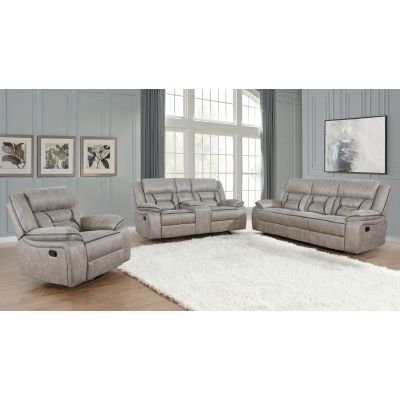 Greer 3-piece Upholstered Reclining Sofa Set Taupe