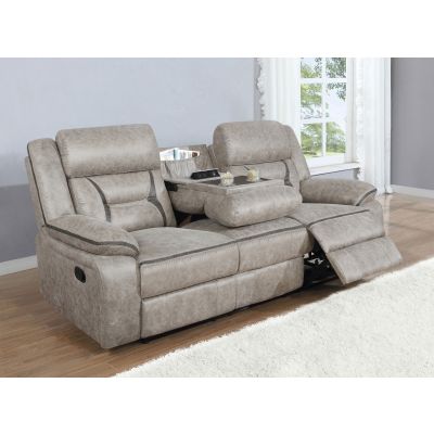 Greer Upholstered Motion Reclining Sofa Taupe