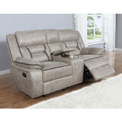 Greer Upholstered Motion Reclining Loveseat Taupe