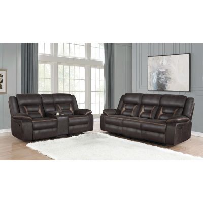 Greer 2-piece Upholstered Reclining Sofa Set Brown