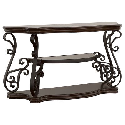 Laney Scrollwork Entryway Sofa Console Table Deep Merlot