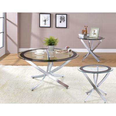 Brooke 3-piece Round Coffee and End Table Set Chrome