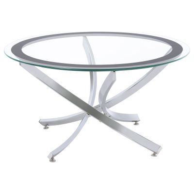 Brooke Round Glass Top Coffee Table Metal Base Chrome