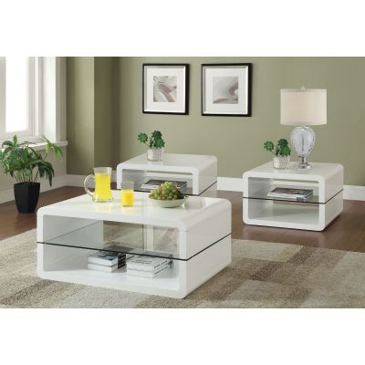 Elana 3-piece Coffee and End Table Set White High Gloss