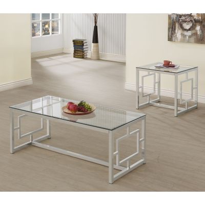 Merced 2-piece Rectangular Coffee and End Table Set Nickel
