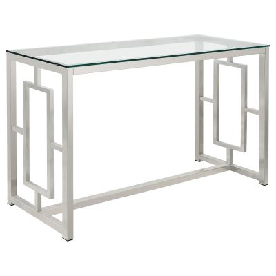 Merced Glass Top Metal Entryway Console Table Nickel